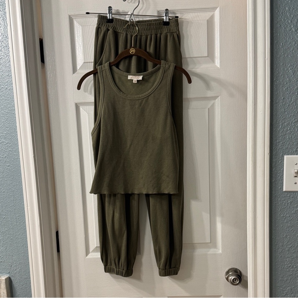 Olive Green Sleeveless Top and Jogger Set by Listicle